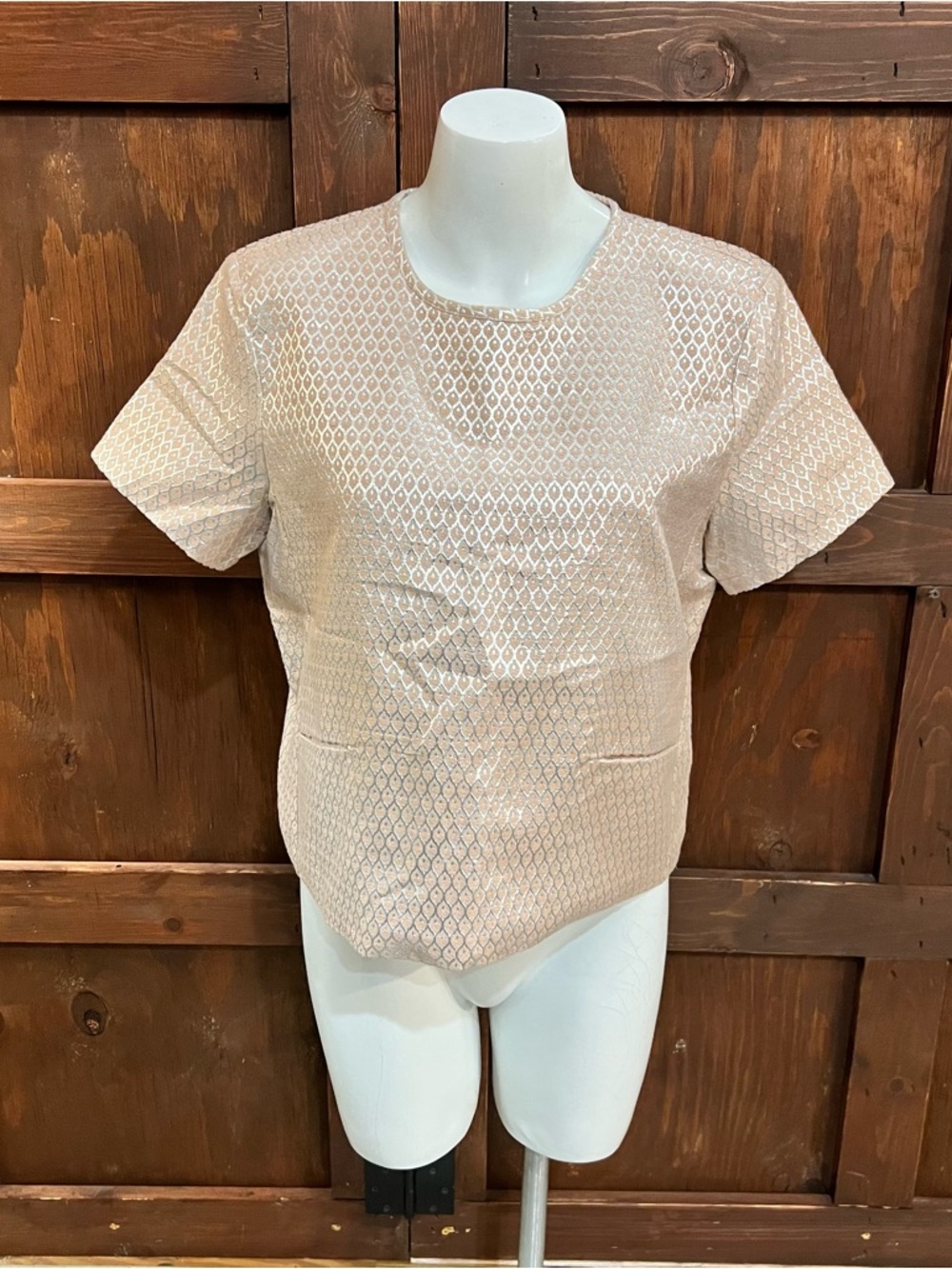 Paul & Joe Metallic Peach Short-Sleeve Geometric Top
